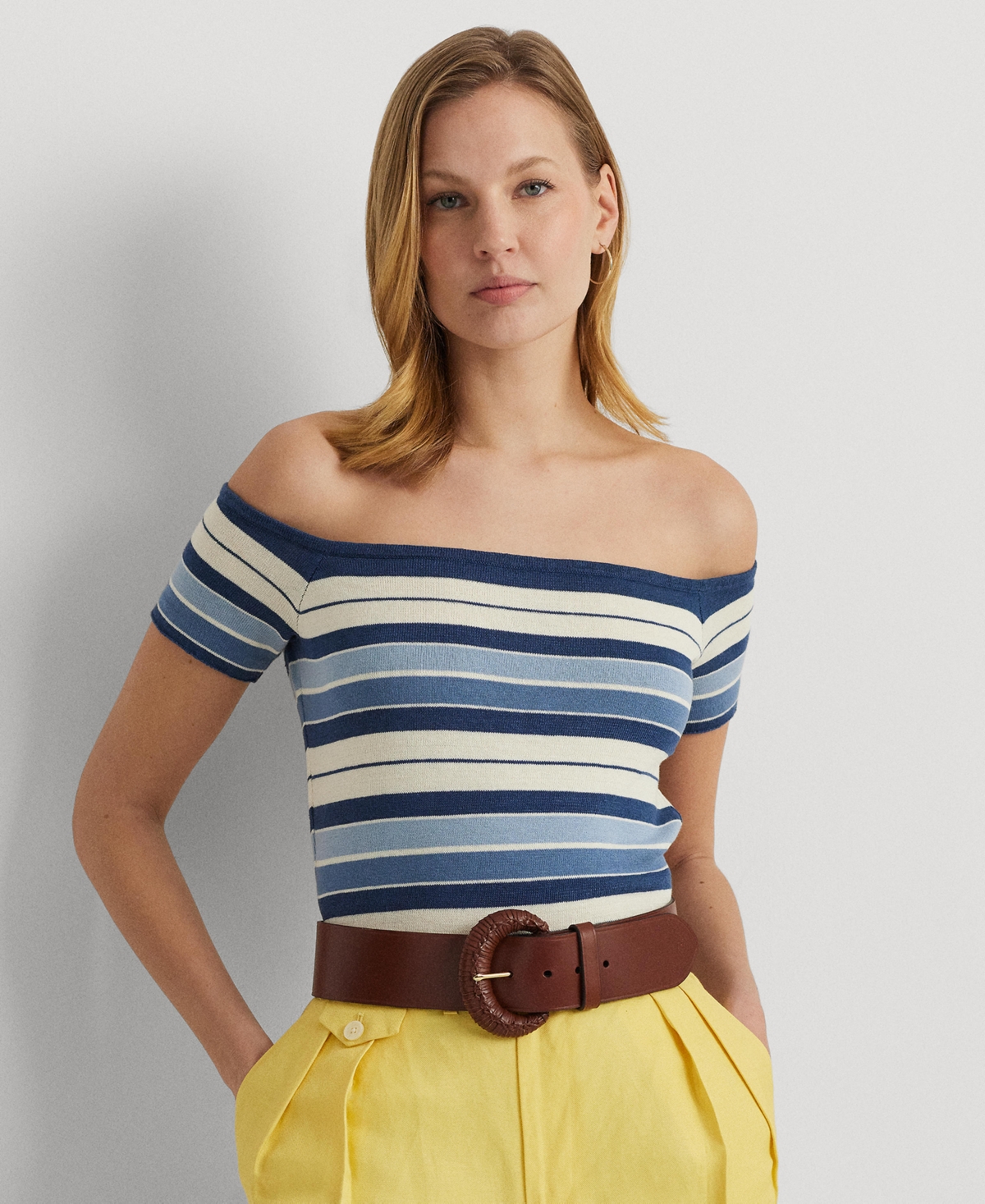 Women's Striped Off-The-Shoulder Sweater - Multi