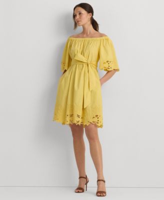 Lauren Ralph Lauren - Women's Cotton Off-The-Shoulder Dress