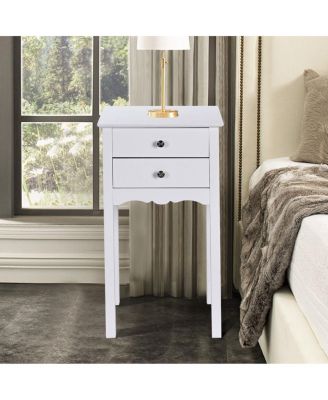 Side Table End Accent Table with 2 Drawers