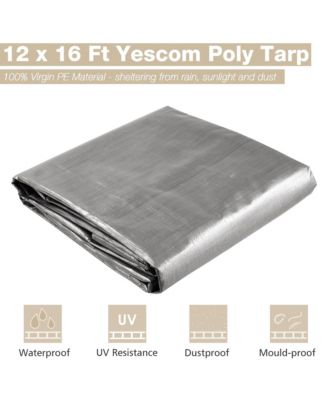 2 Pack 12x16 Ft Waterproof Poly Tarp 10-mil Heavy Duty Protect Cover Tarpaulin