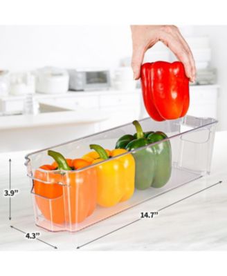 4 Pack Clear Refrigerator Organizer Bins - Narrow Fridge Organizers and Storage Clear
