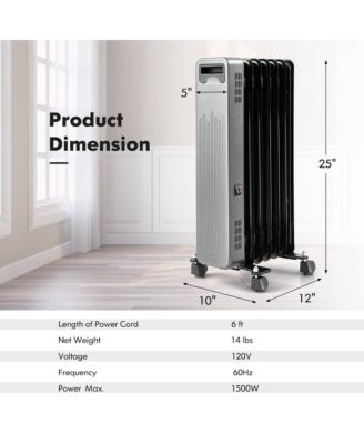 1500W Portable Oil-Filled Radiator Heater