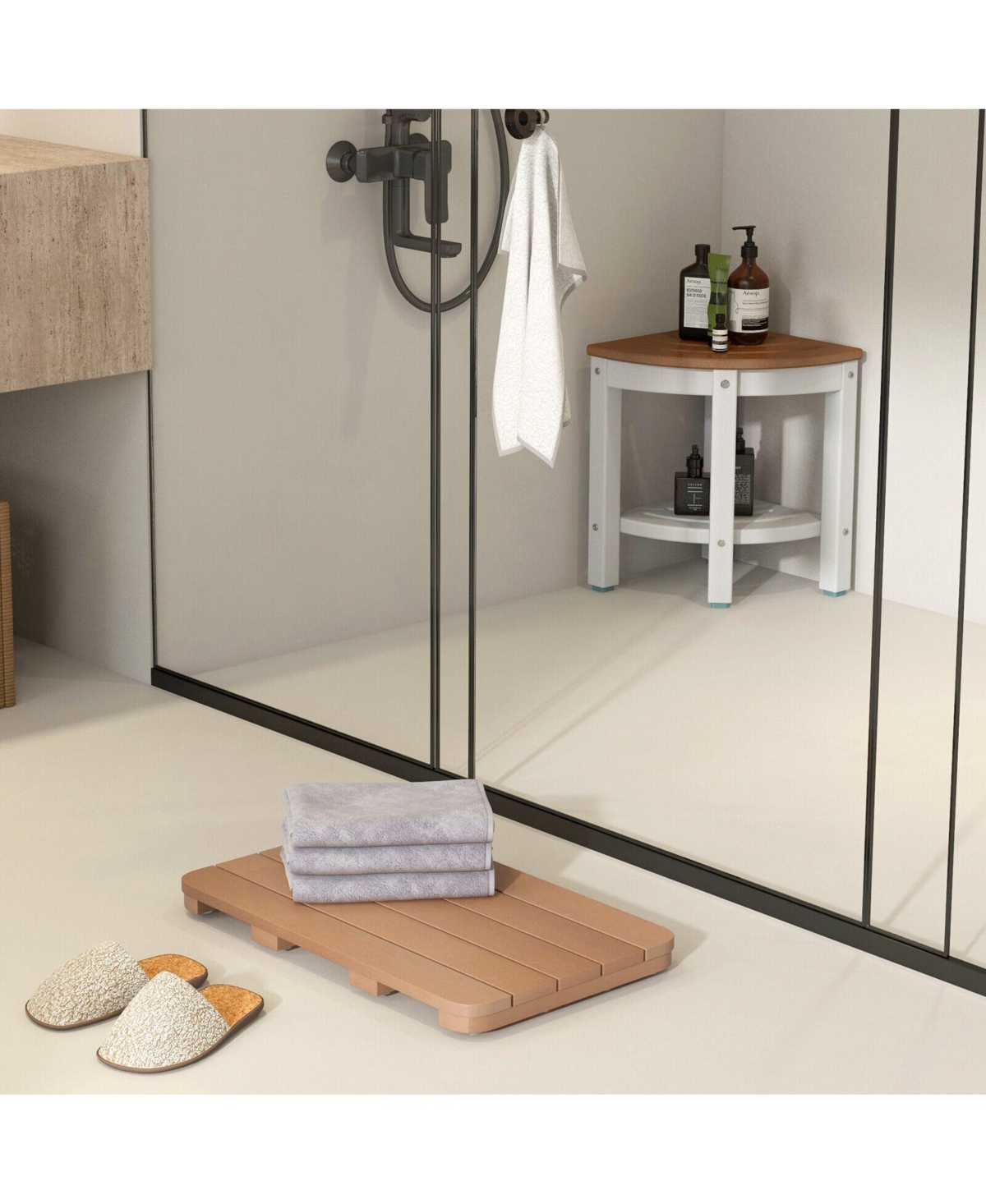 Slickblue Waterproof Hips Spa Shower Mat for Bathroom with Non Slip Foot Pads