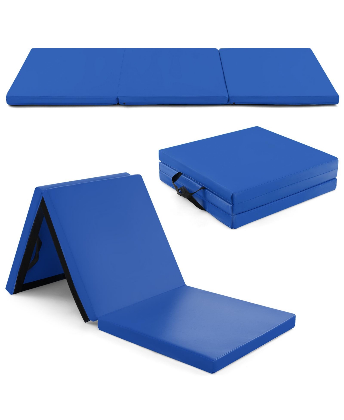 6 x 2 Ft Tri-Fold Gym Mat with Handles and Removable Zippered Cover - Multi-color