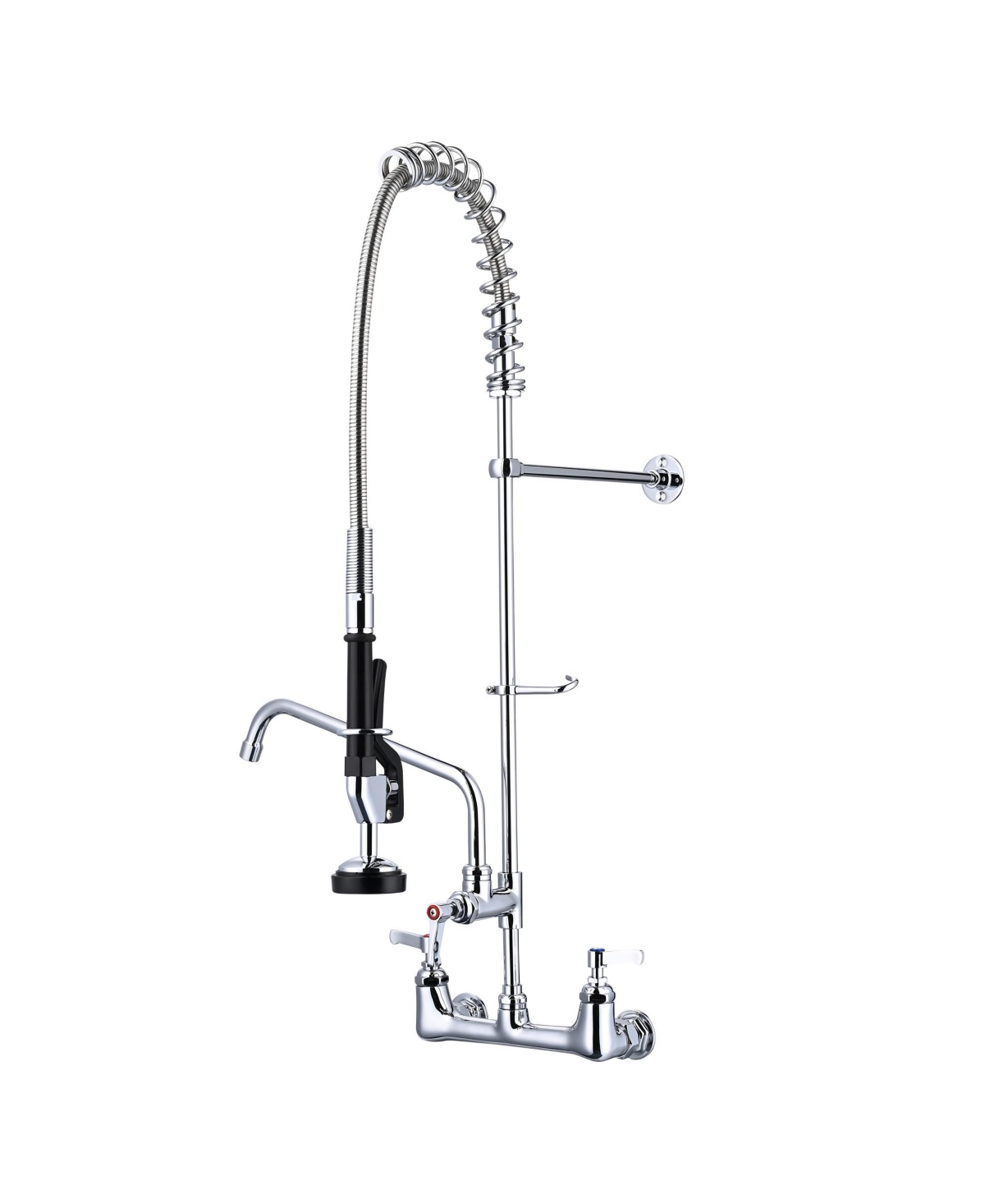 Wall Mount Pre-Rinse Faucet Kitchen Sink 36" Height Sprayer Home - Silver