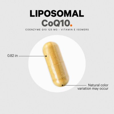 Liposomal CoQ10 Supplement - 125 mg Coenzyme with Vitamin E Isomers Tocopherols - 2-Month Supply - 1 Capsule Per Serving, 60 Capsules