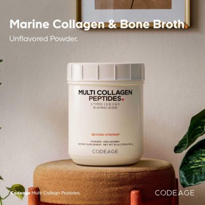 Multi Collagen Protein Powder Peptides, Hydrolyzed, Type I, II, III, V, X Grass Fed All in One Super Bone Broth Collagen Supplement, 20 Ounces
