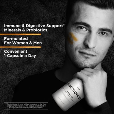 Amen Zinc & Copper Supplement + Probiotics, 3 Months Supply, One Per Day - 50 mg Zinc Picolinate Vitamin Pills - Essential Minerals Supplements – 2 Billion CFUs Probiotic – Non-GMO, 90 Capsules