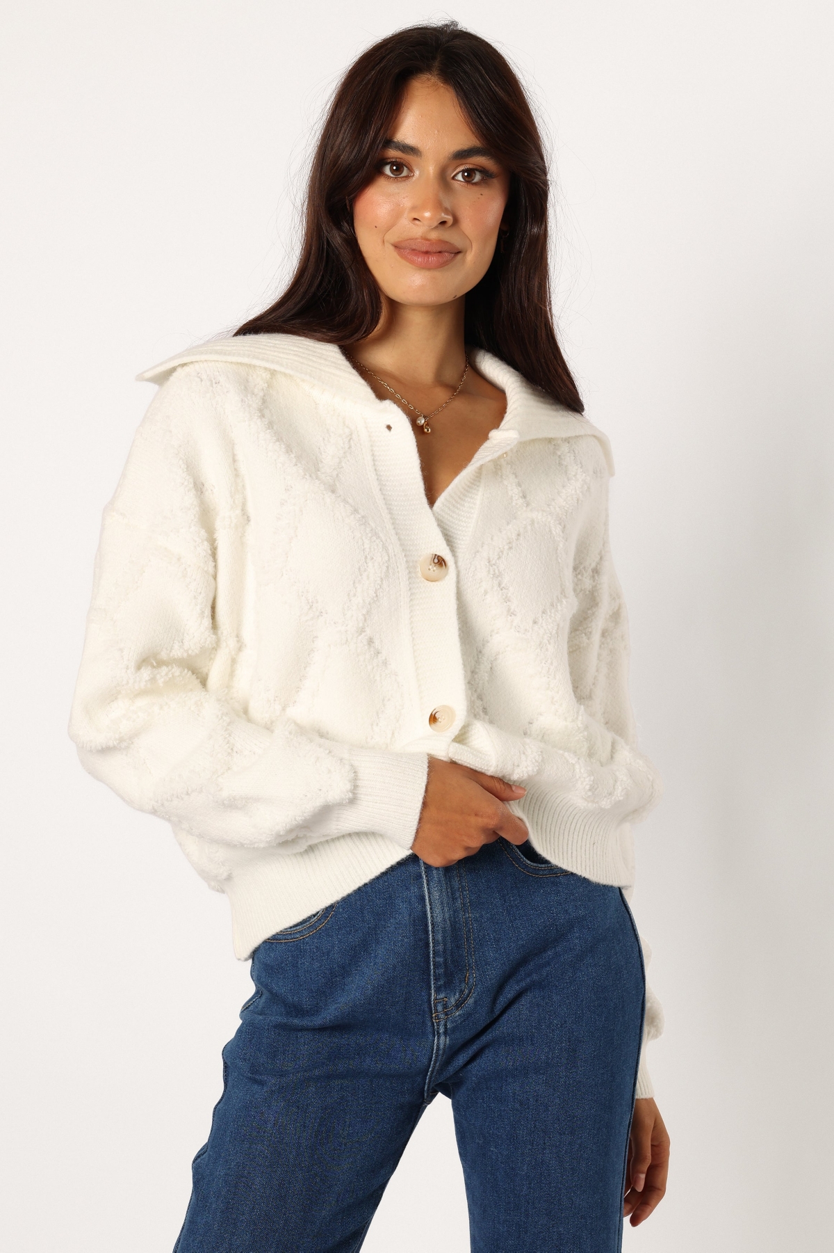 Women's Holland Button Front Cardigan - White