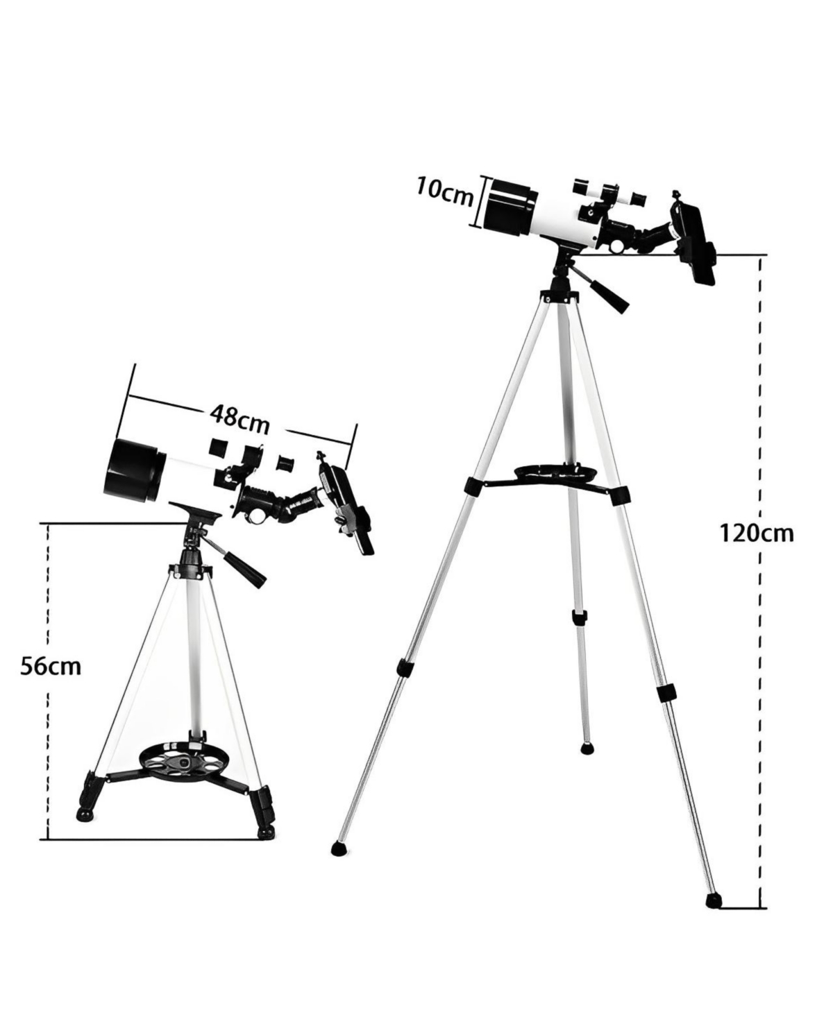 Sugift Telescope 70mm Aperture 400mm Az Mount Telescope with Stand and Phone Adapter for Kids, Adults and Beginners- White