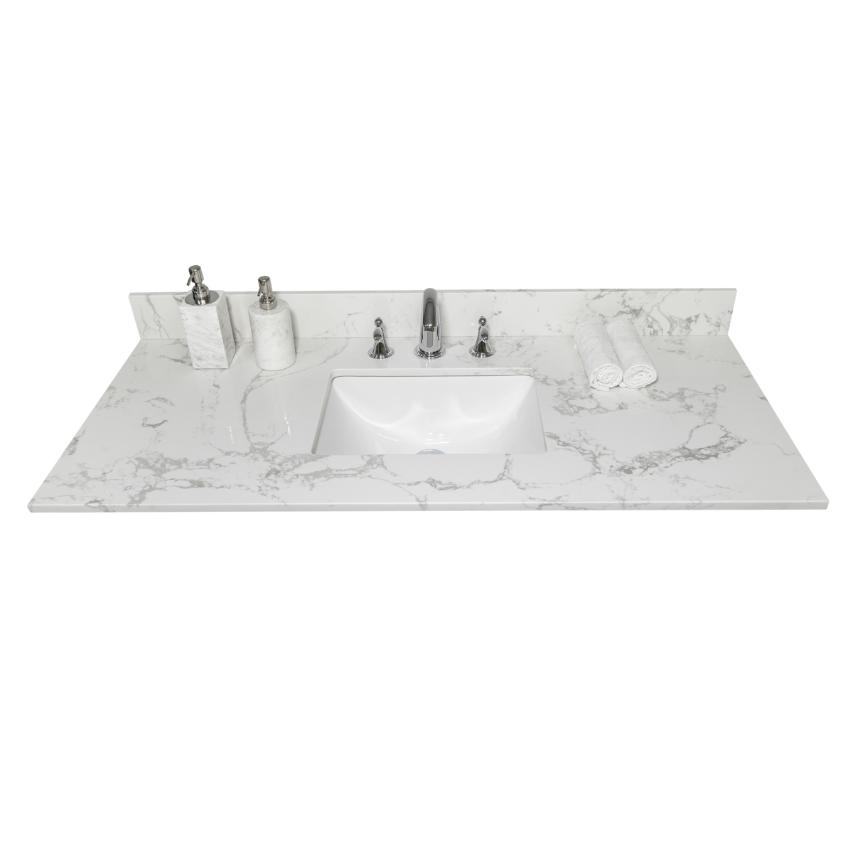 Streamdale Furniture 43 X 22 Bathroom Stone Vanity Top Engineered Stone Carrara Marble