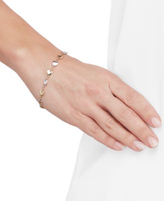 Polished Heart & Oval Link Chain Bracelet in 10k Two-Tone Gold