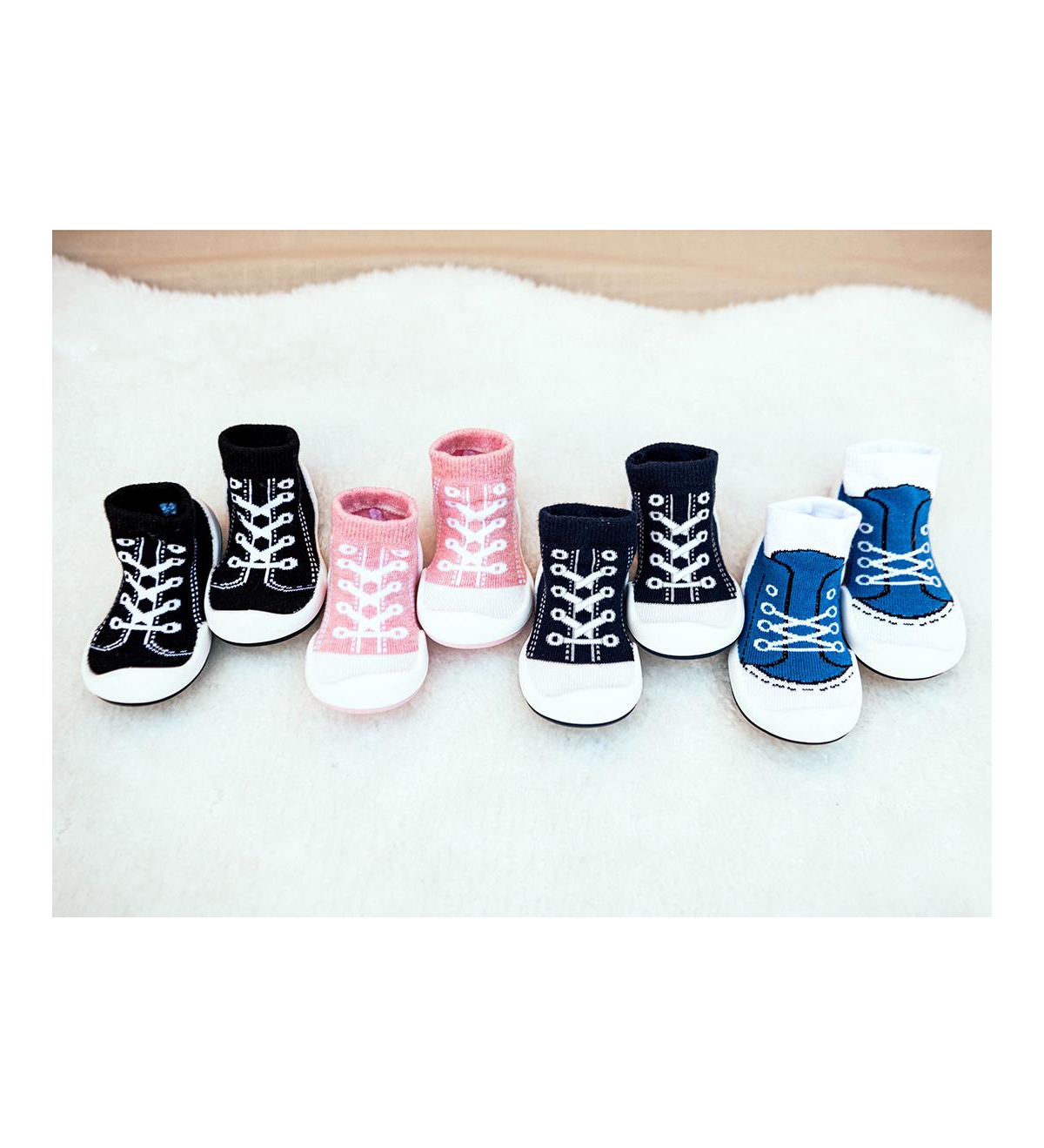 Komuello Infant Girl Boy Breathable Washable Non-Slip Sock Shoes Sneakers -- Navy