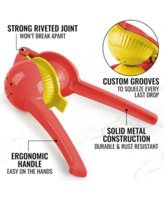 2-in-1 Metal Manual Lemon Squeezer – Sturdy Hand Juicer for Max Extraction