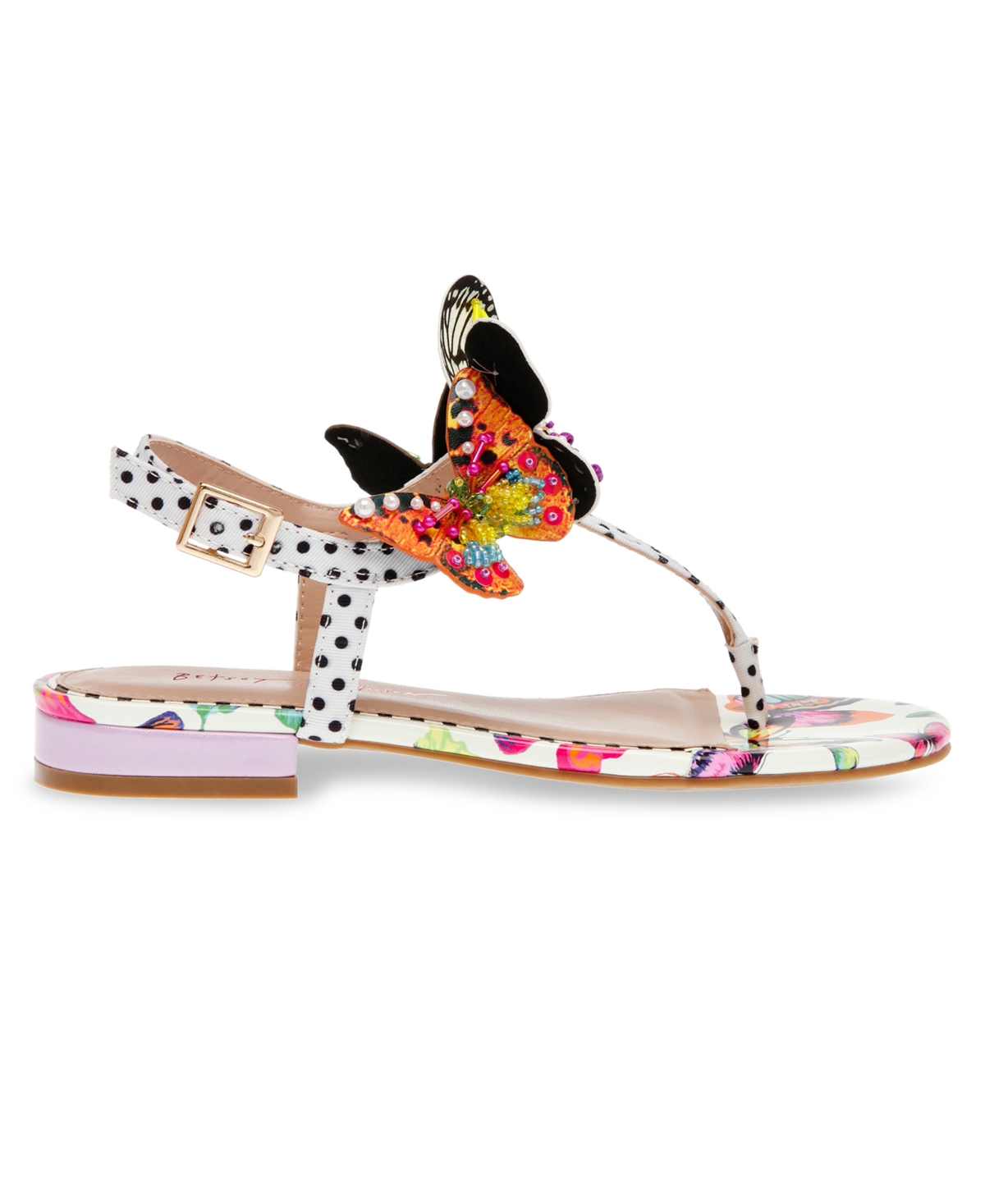 Shop Betsey Johnson Women's Dacie Butterfly Detailed Two-piece Sandals In White Multi