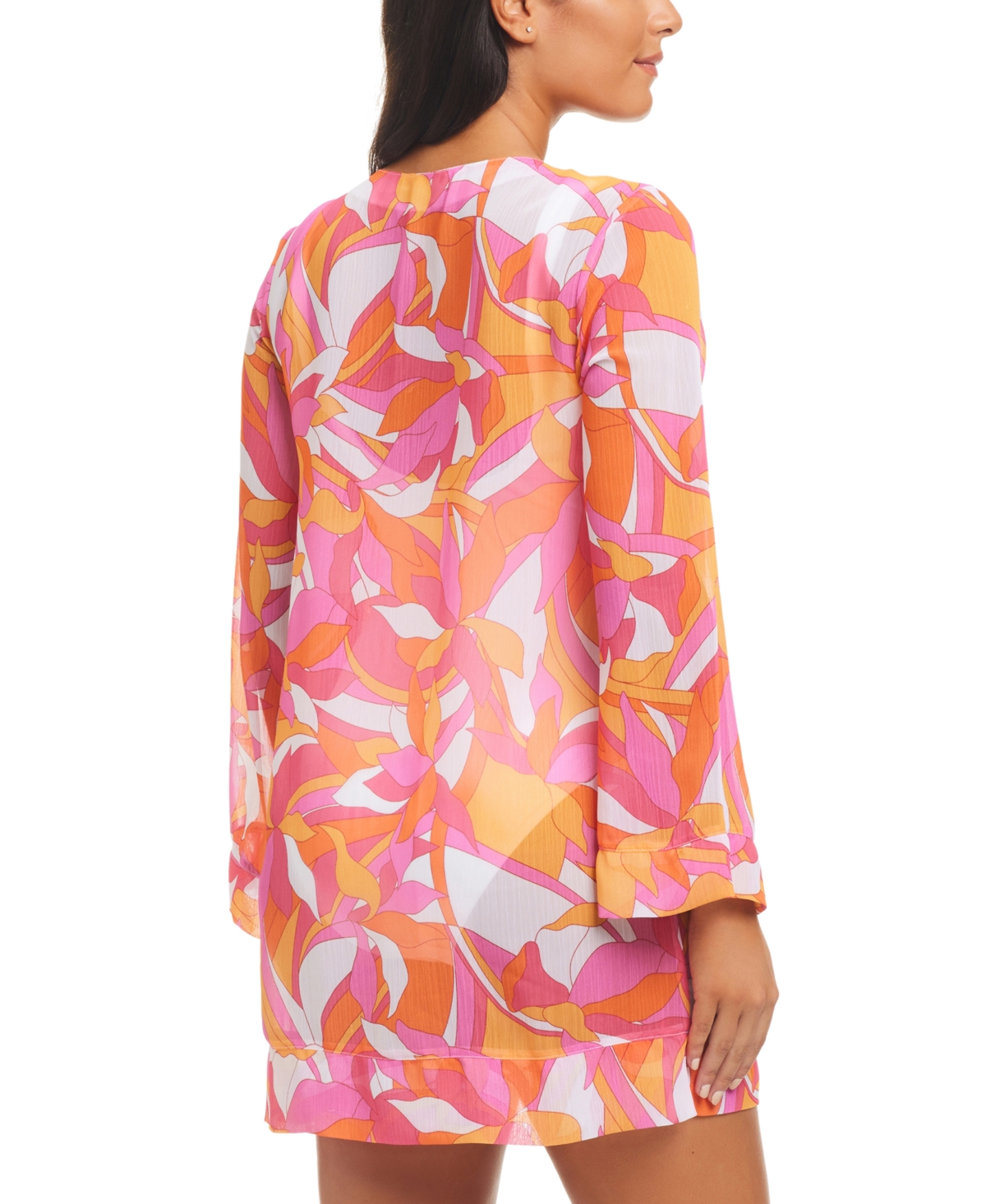 Shop Beyond Control Women's Geometric-print Cover-up Dress In Pink Multi