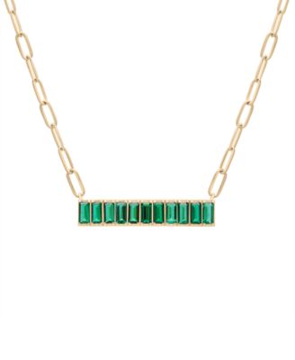 Nano Emerald Color Baguette Bar Pendant Necklace (1 ct. t.w.) in Gold Vermeil, 17" (Also in Nano White Sapphire Color, Nano Ruby Color, & Blue Sapphire Color), Created for Macy's