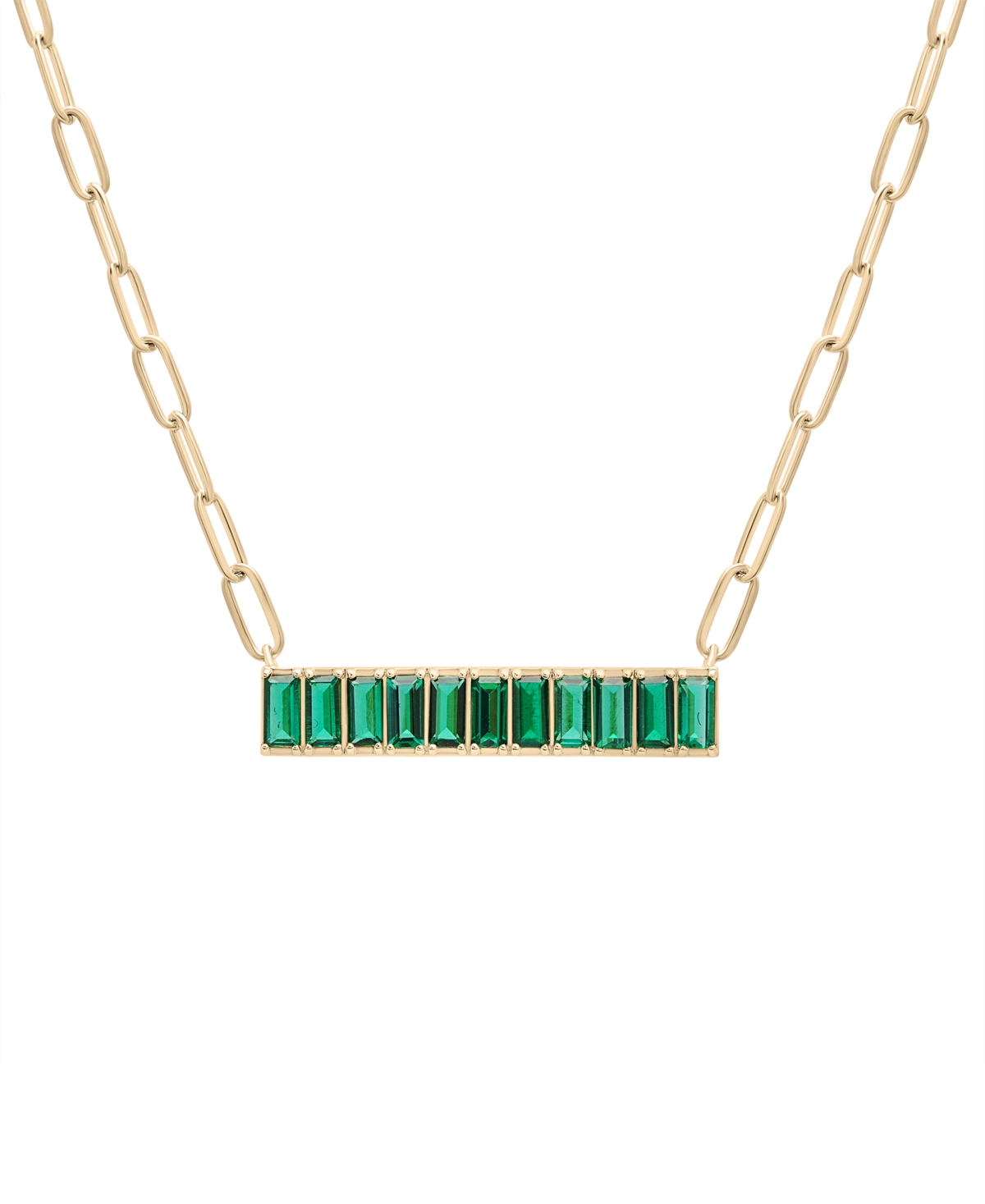 Audrey By Aurate Nano Emerald Color Baguette Bar Pendant Necklace (1 Ct. T.w.) In Gold Vermeil, 17" (also In Nano Whi In Green
