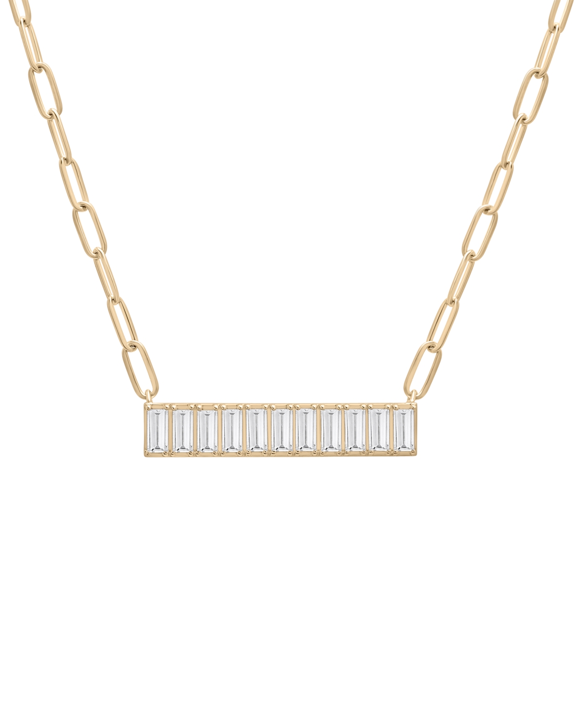 Nano Emerald Color Baguette Bar Pendant Necklace (1 ct. t.w.) in Gold Vermeil, 17" (Also in Nano White Sapphire Color, Nano Ruby Colo