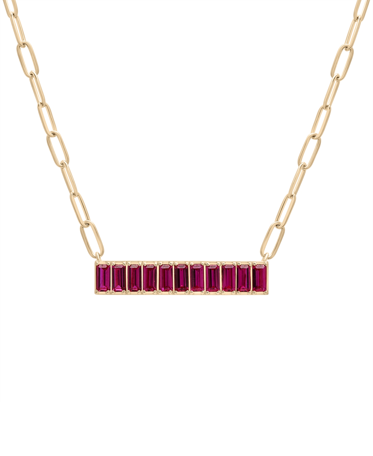Shop Audrey By Aurate Nano Emerald Color Baguette Bar Pendant Necklace (1 Ct. T.w.) In Gold Vermeil, 17" (also In Nano Whi In Red