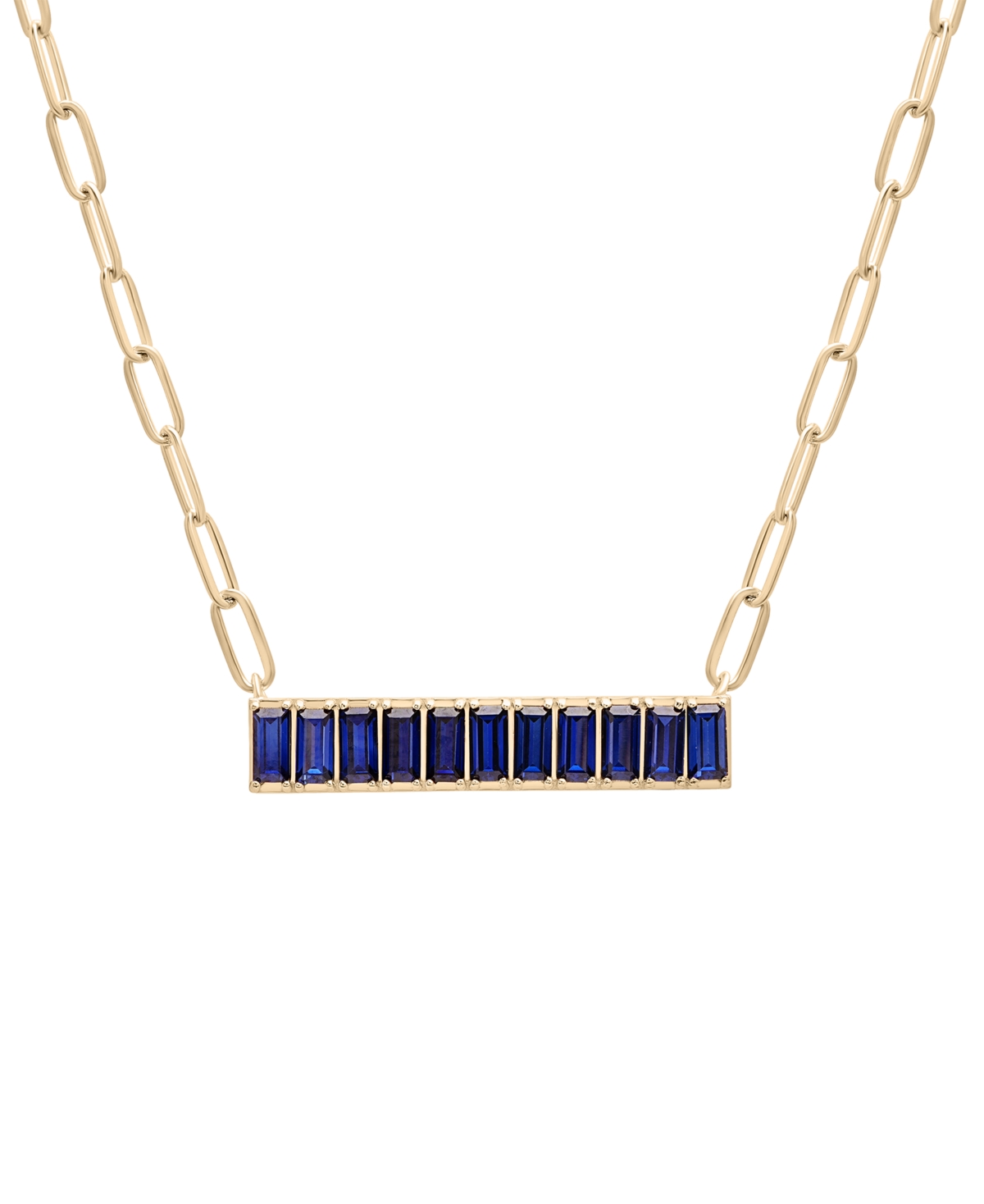 Shop Audrey By Aurate Nano Emerald Color Baguette Bar Pendant Necklace (1 Ct. T.w.) In Gold Vermeil, 17" (also In Nano Whi In Blue