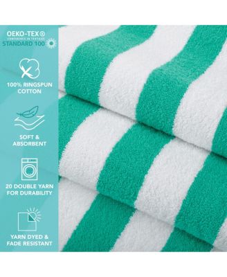 California Cabana Beach Towel (4 Pack, 30x70 in.), Striped, Soft Ringspun Cotton, Oversized Cabana Pool Towel