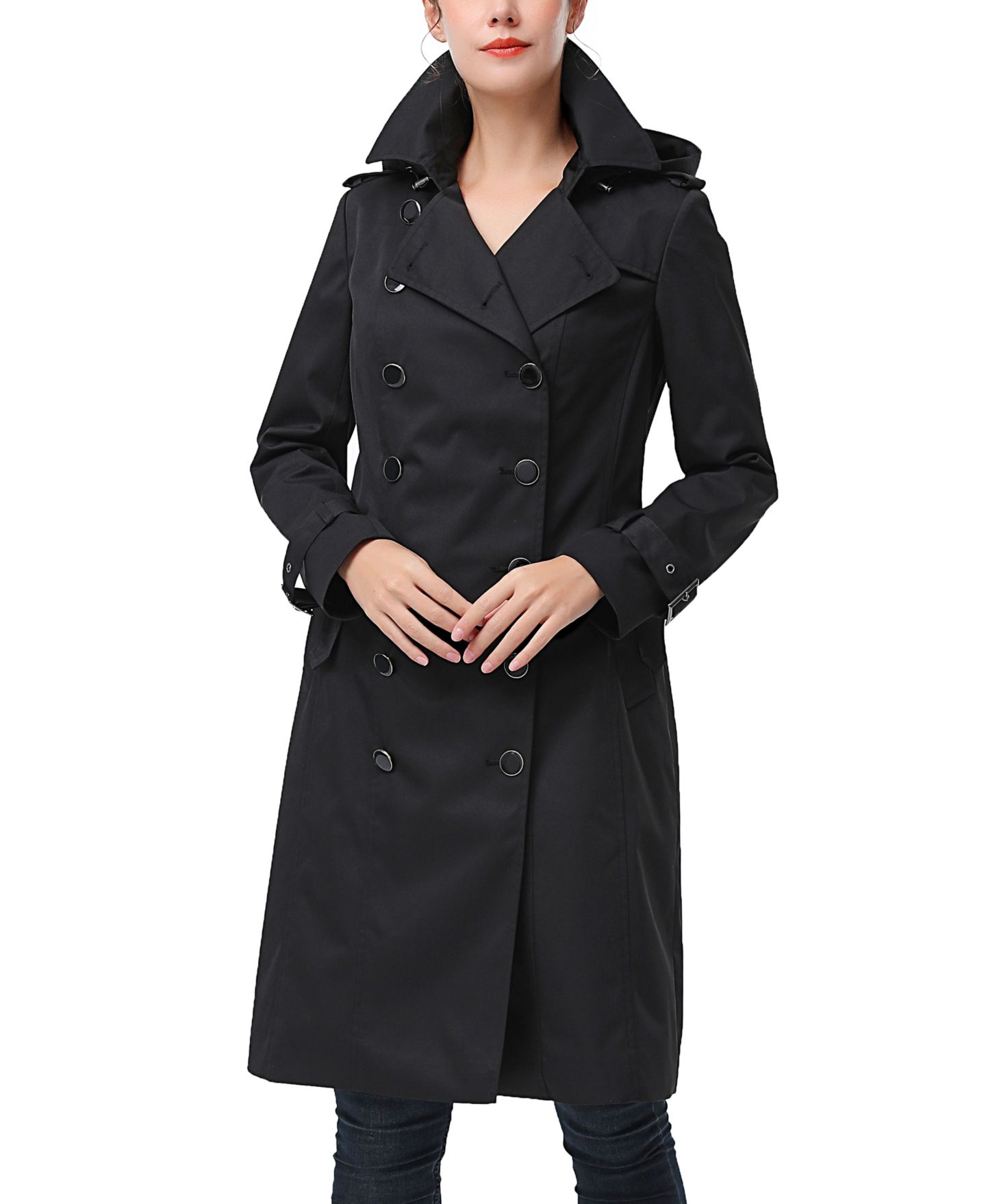 Женское пальто kimi + kai Emma Water Resistant Hooded Trench, цвет: Чёрный — фото 1