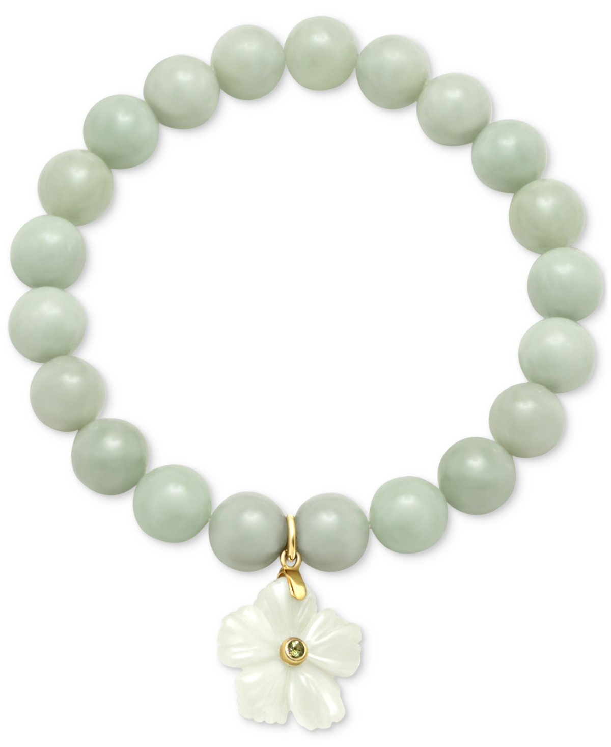 Shop Macy's Dyed Yellow Jade & Citrine (1/10 Ct. T.w.) Flower Dangle Beaded Stretch Bracelet (also In Dyed Laven In Green