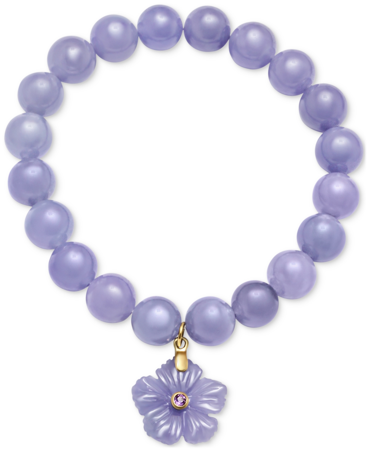 Shop Macy's Dyed Yellow Jade & Citrine (1/10 Ct. T.w.) Flower Dangle Beaded Stretch Bracelet (also In Dyed Laven In Lavender