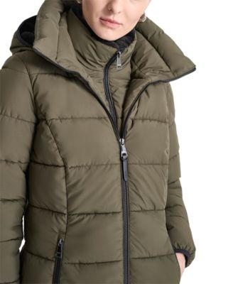 Women's Bibbed Hooded Zip-Front Puffer Coat