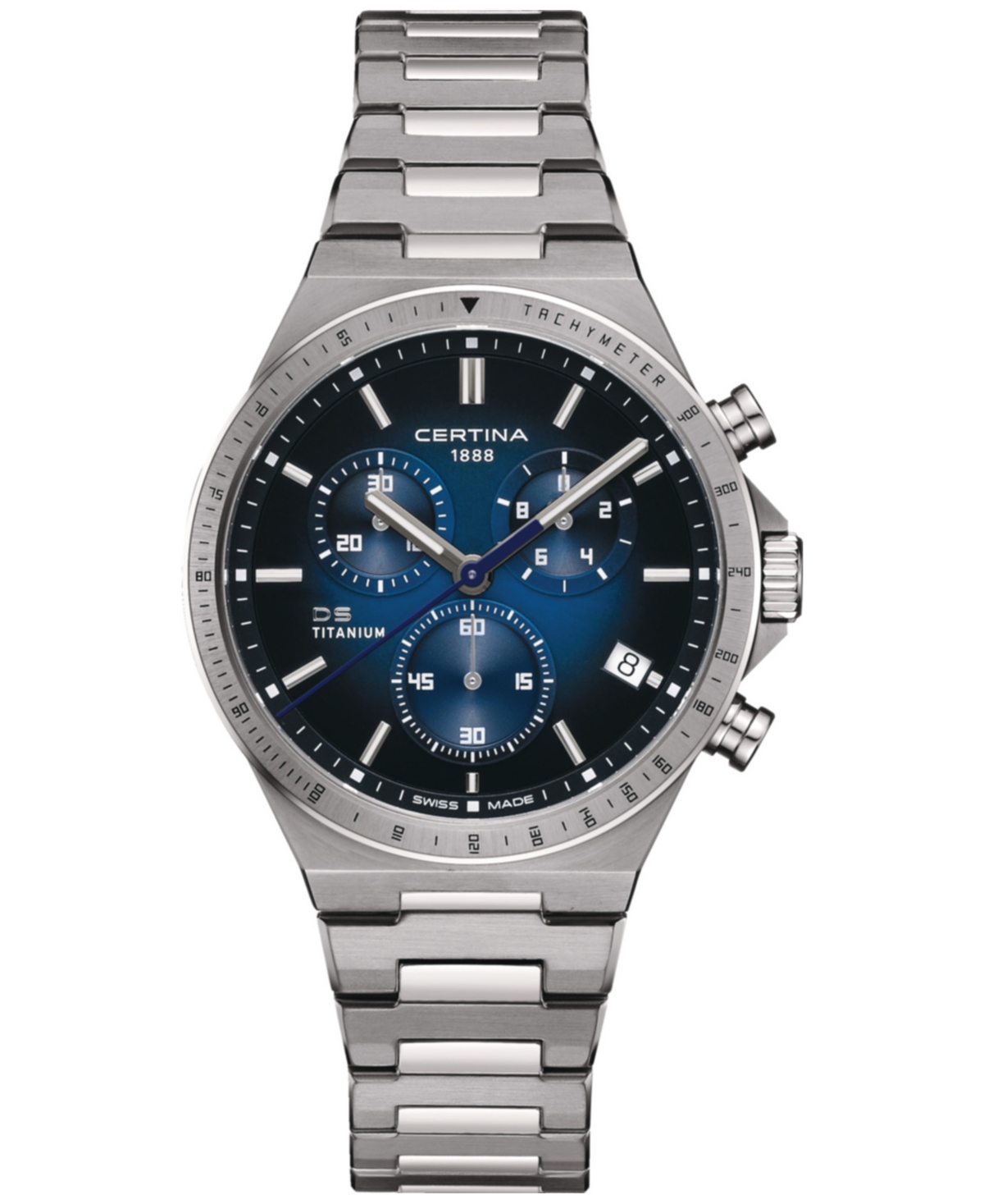 Men's Swiss Chronograph Ds-7 Silver-Tone Titanium Bracelet Watch 41mm