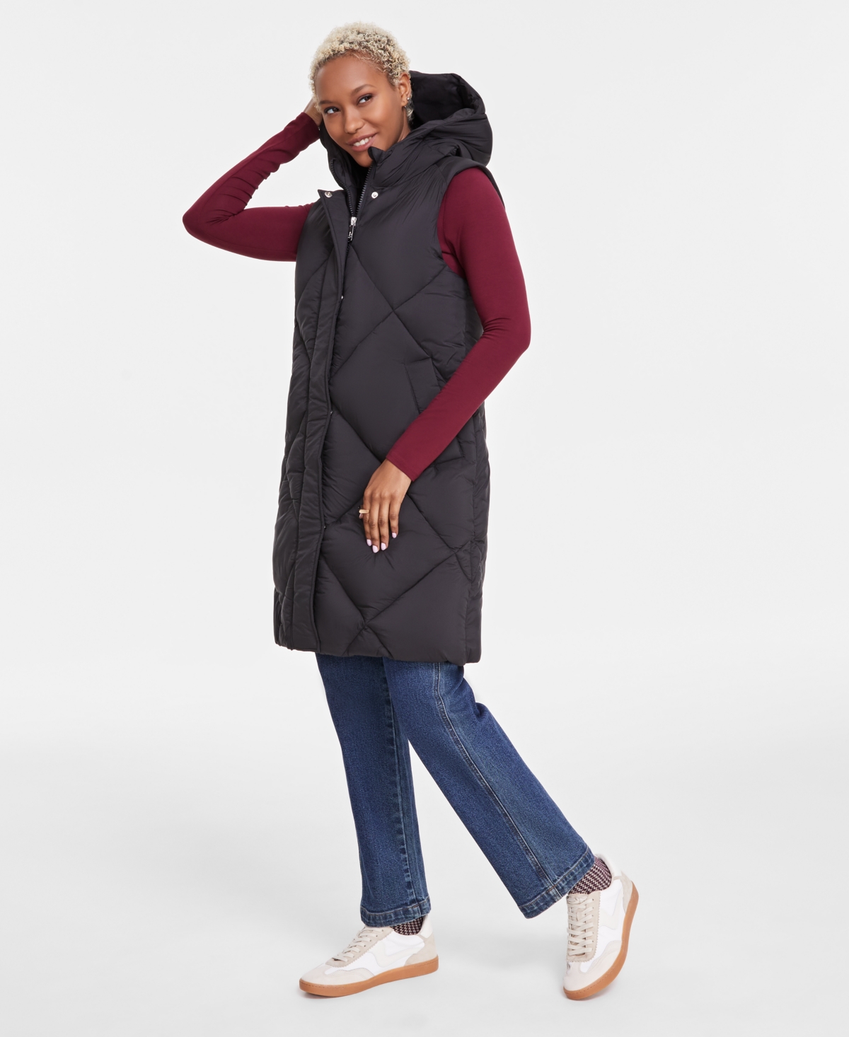 Macy's puffer vest womens discount