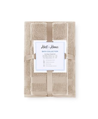 600 GSM Ringspun Cotton 6-Piece Bathroom Towel Set with Striped Dobby Border