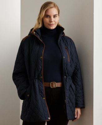 Plus Size Hooded Quilted Anorak Coat
