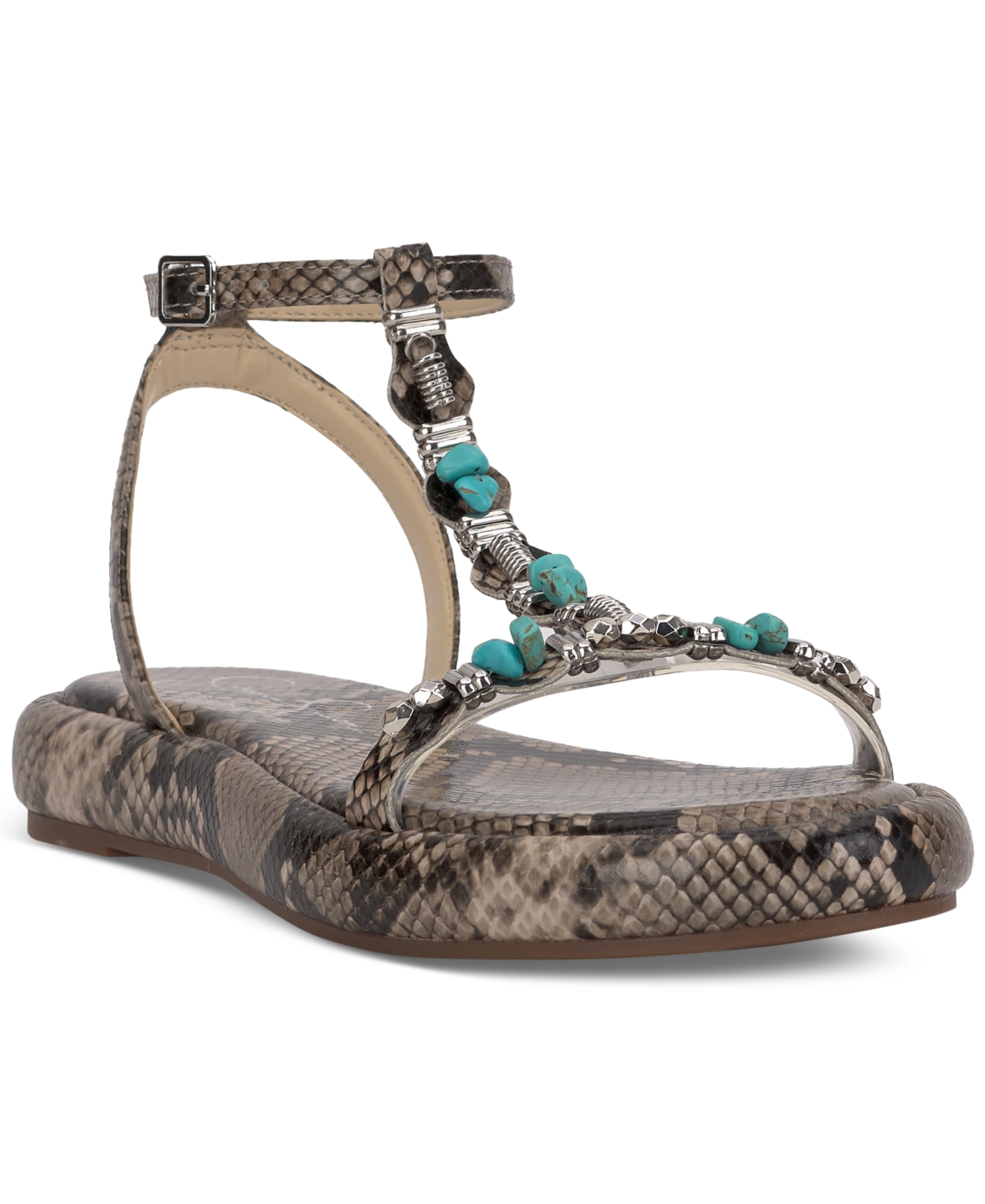 Shop Jessica Simpson Eshily Bead Embellished Platform Sandals In Dark Natural Snake