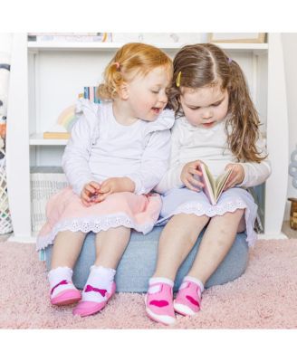 Infant Girl Breathable Washable Non-Slip Sock Shoes T-Strap Heart