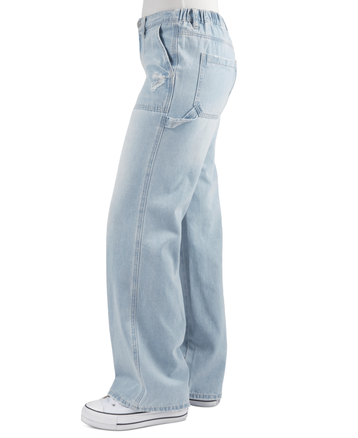 Indigo Rein Juniors' High-Rise Utility Wide-Leg Jeans