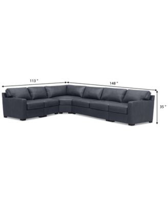 Radley 148" 5-Pc. Leather Wedge L Shape Modular Sectional
