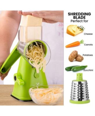 Rotary Cheese Grater with Suction and 3 Stainless Steel Drums