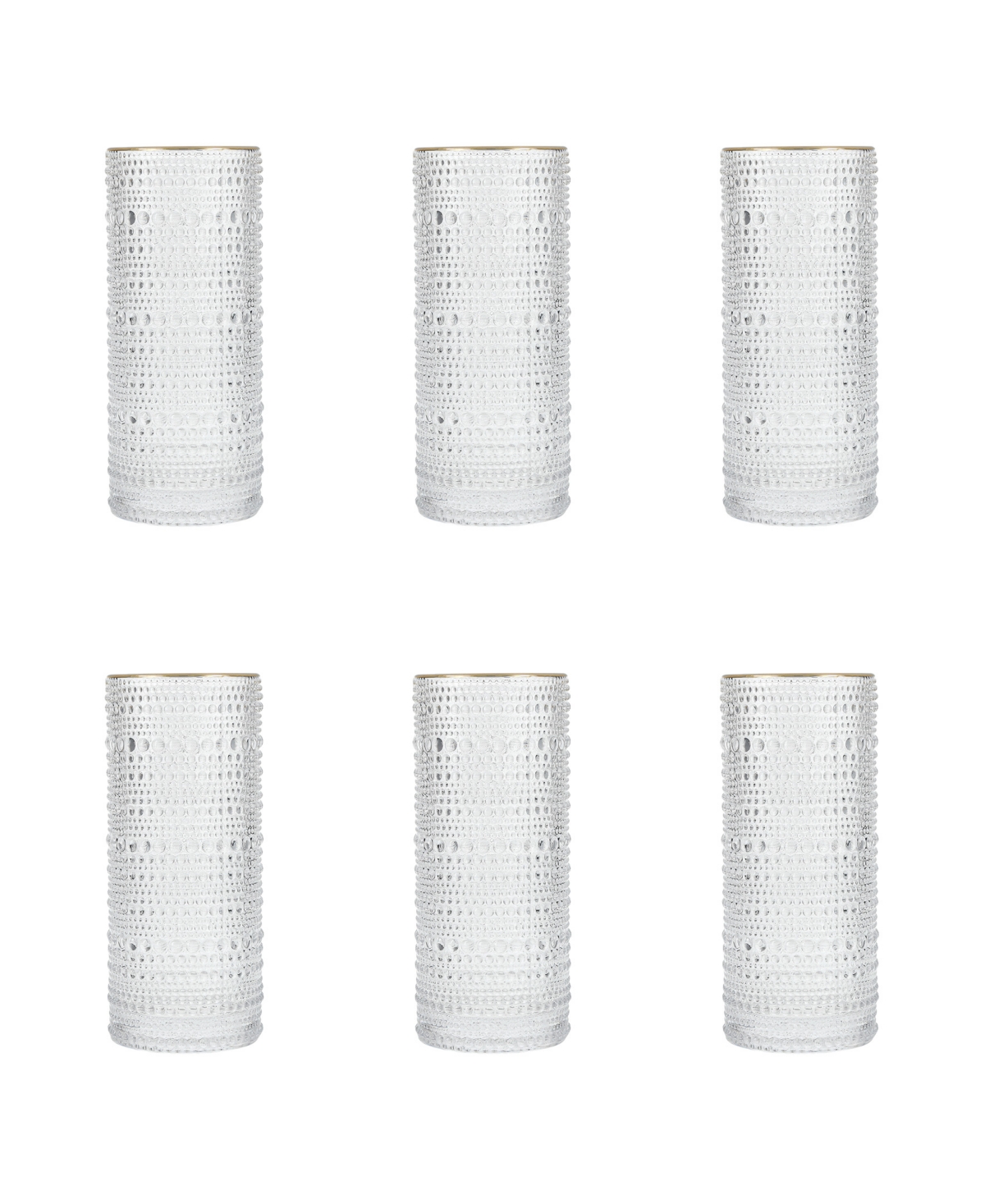 Fortessa Jupiter Collins Highball Glasses, Set Of 6 In Clear With Gold Rim