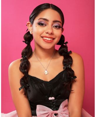 Sanrio Silver Plated Enamel Pink Crystal 3D Plane Necklace