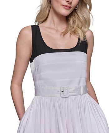 Karl Lagerfeld Paris Women's V-Neck Belted Sheath Dress Charcoal Size 2 main image 1