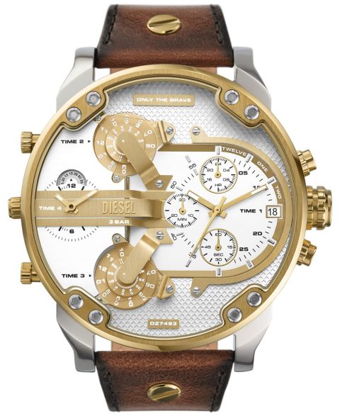 Мужские часы Diesel Mr. Daddy 2.0 Chronograph Brown Leather Watch 57mm