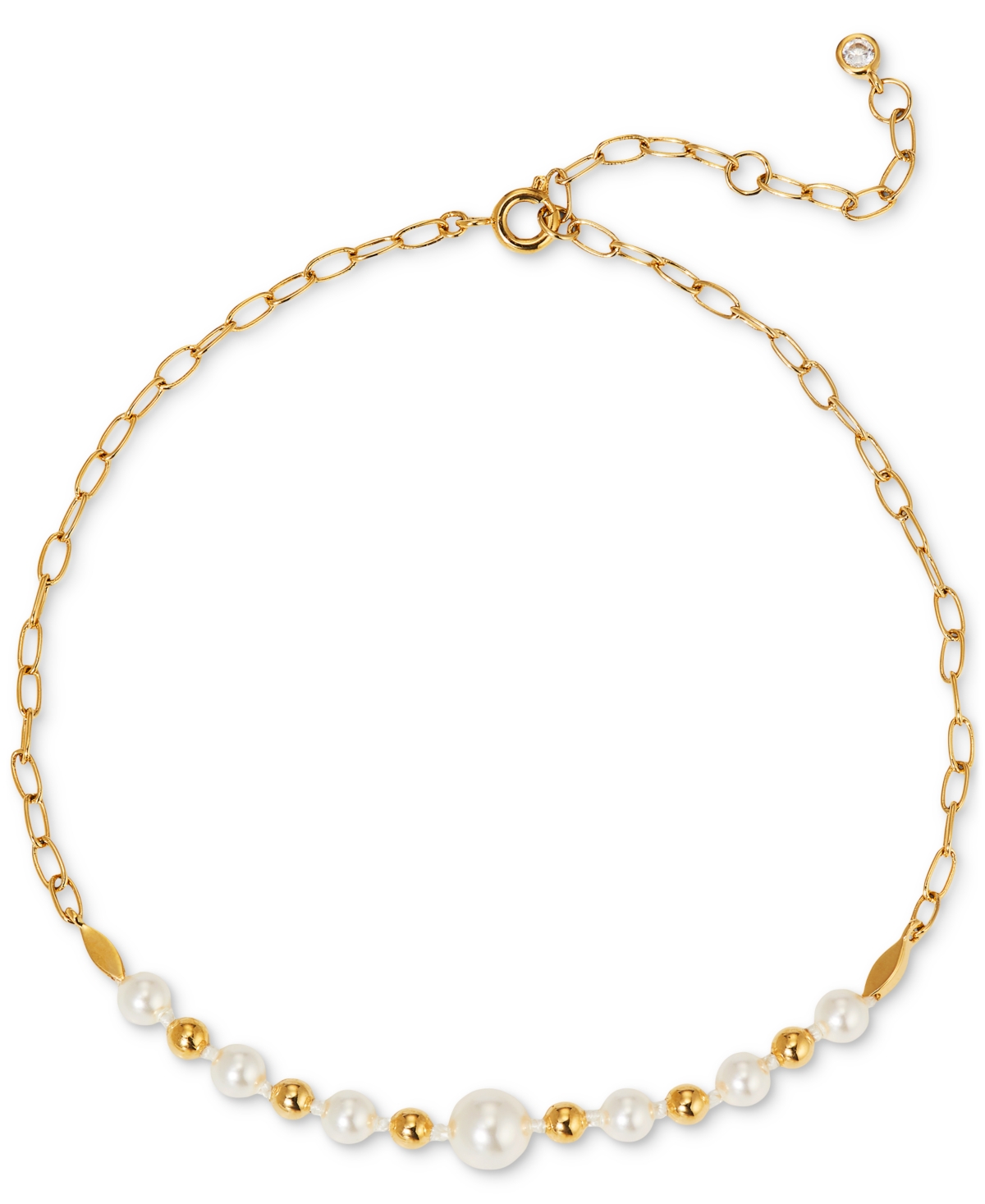 Ajoa by Nadri 18k Gold-Plated Imitation Pearl Ankle Bracelet - Gold