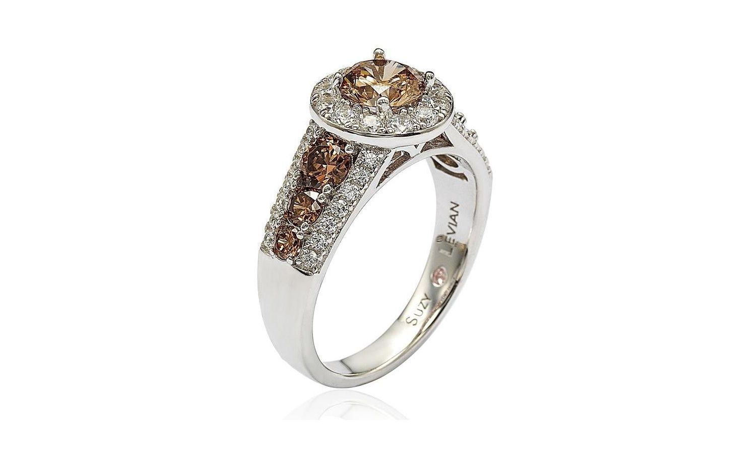 Suzy Levian Bridal Sterling Silver Cubic Zirconia Center Stone Ring
