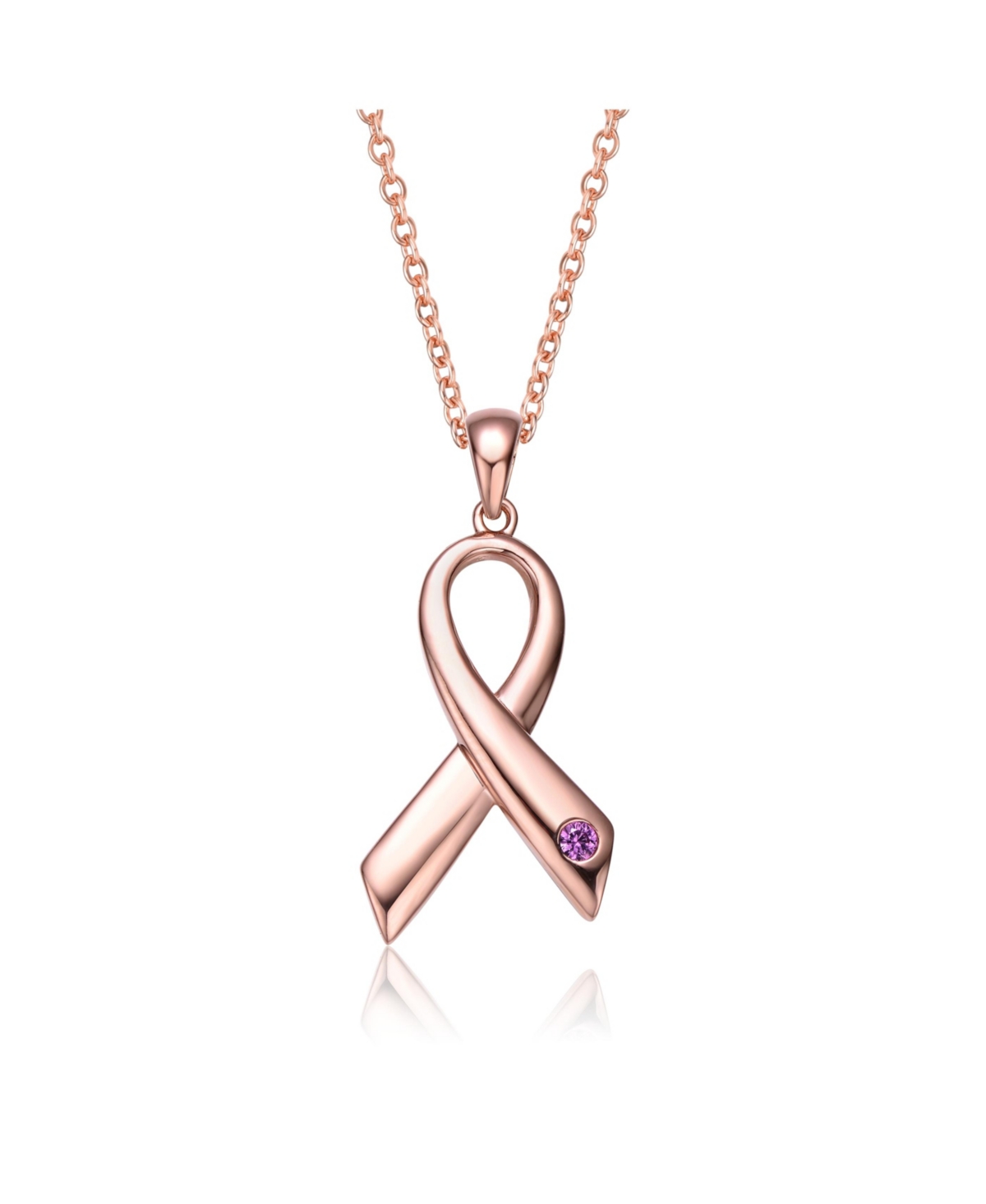Sterling Silver 18K Rose Gold Plated Infinity Loop Necklace - Pink