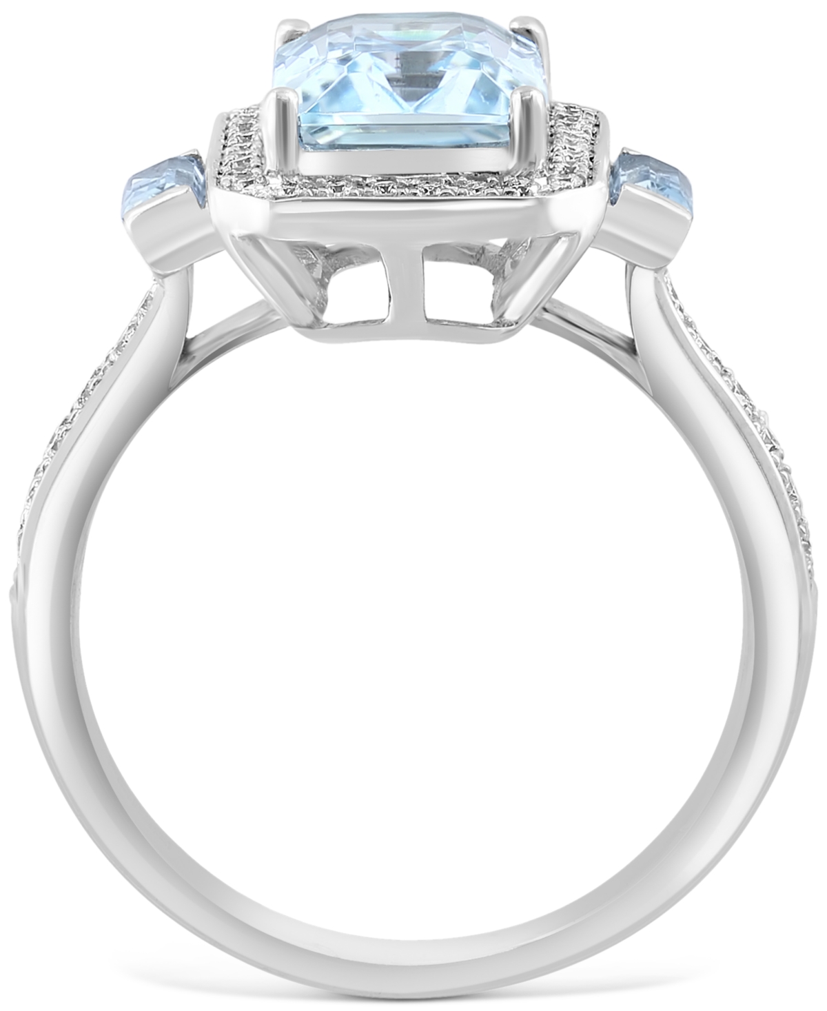 Effy Aquamarine (2-1/5 ct. t.w.), Sky Blue Topaz (1/5 ct. t.w.) & Diamond (1/5 ct. t.w.) Halo Statement Ring in 14k- White Gold