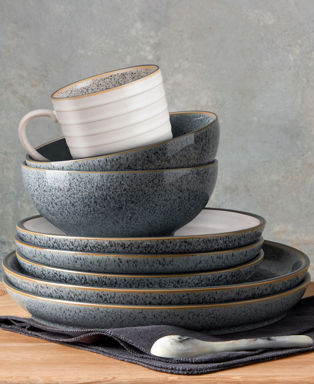 Denby Studio Chalk 12 Piece Dinnerware Set In Light Grey