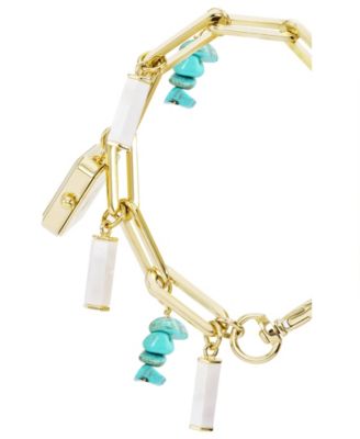 Anne Klein Women's Quartz Gold-Tone Alloy Turquoise Charm Bracelet