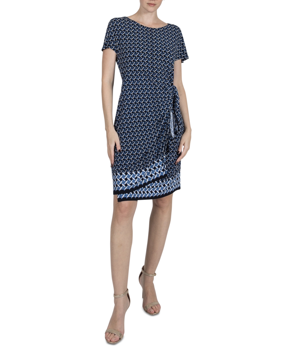 Women's Border-Print Sarong Dress - Navy/blue